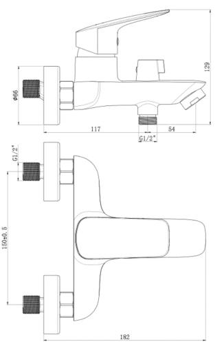 Смеситель Royce Эбби RCM-120303CR для ванны и душа, хром на Otdelka1.ru