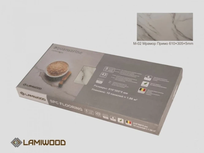 Виниловый Ламинат Lamiwood Aquamarine M-02 Мрамор Примо на Otdelka1.ru