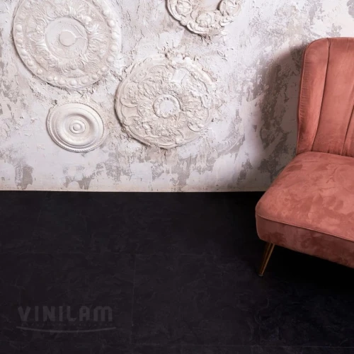 Виниловая плитка Винилам / Vinilam Ceramo 61607 Сланцевый черный на Otdelka1.ru