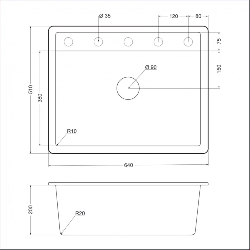 Кухонная мойка ЕМАR EMQ-1640.Q EMQ-1640.Q Оникс на Otdelka1.ru