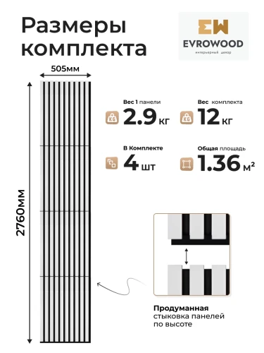Стеновая панель Evrowood MSP03 белая с контрастным черным основанием на Otdelka1.ru