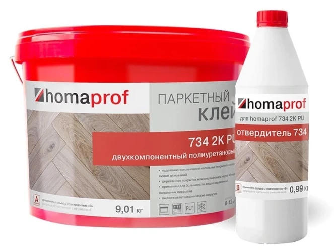 Клей для паркета Homakoll Homaprof 734 2K PU 10 кг на Otdelka1.ru