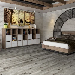 Кварц-виниловая плитка Damy Floor Family клеевая Дуб Состаренный Серый