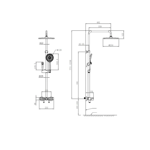 Душевая система Oulin OL-HT-2605 с термостатом и клавишным управлением на Otdelka1.ru