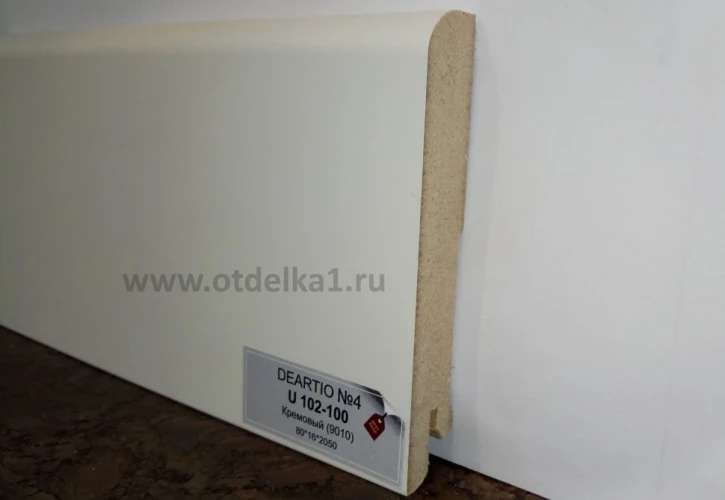 Плинтус МДФ Деартио / Deartio U102-100 Кремовый 9010 прямой на Otdelka1.ru