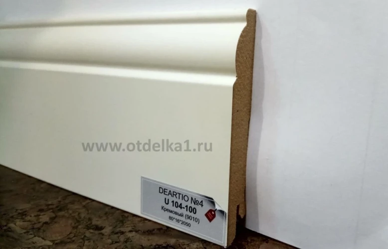 Плинтус МДФ Деартио / Deartio U104-100 Кремовый 9010 фигурный на Otdelka1.ru
