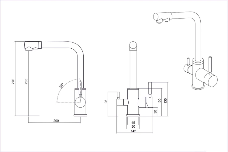 Смеситель EMAR EC-3003 3003N.9 Алмаз на Otdelka1.ru